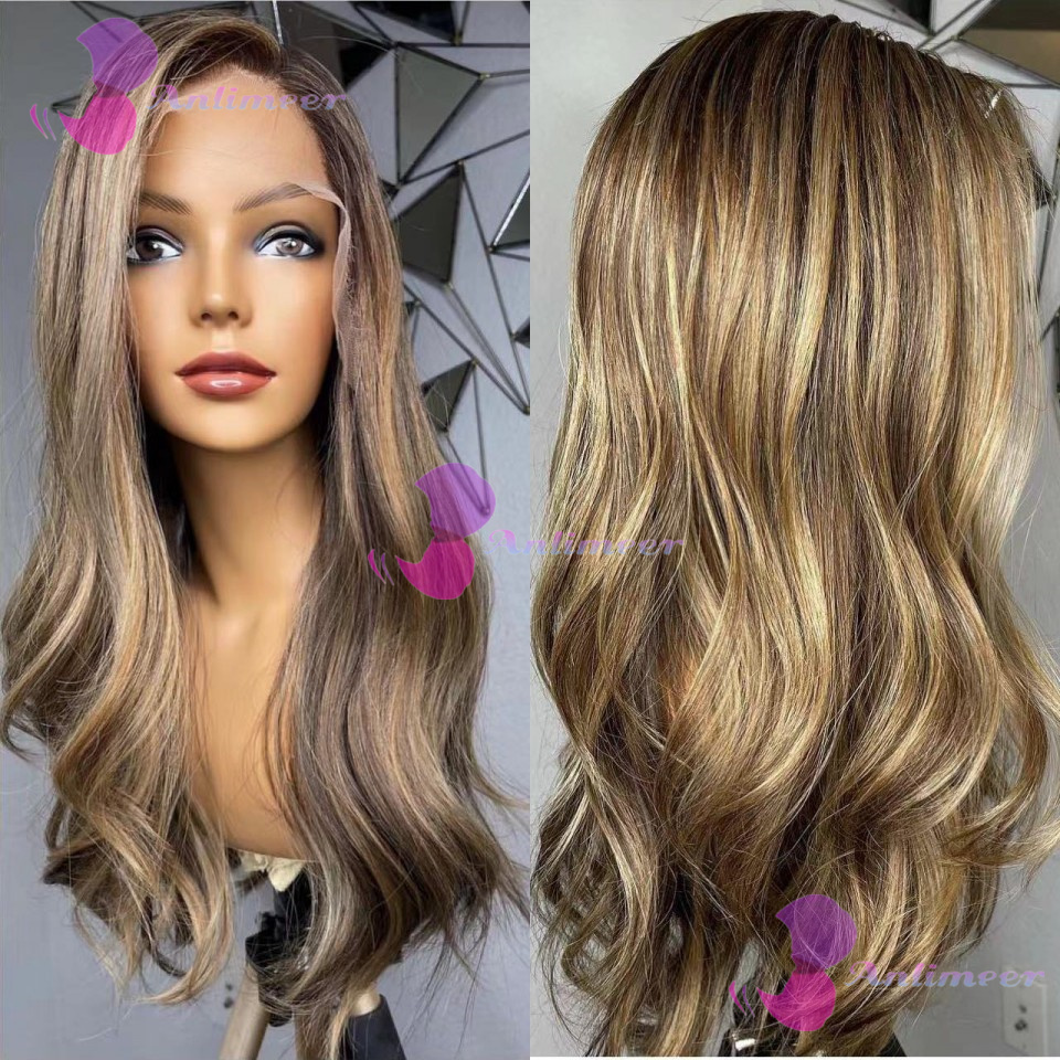 Lace Front Wigs - Glueless Pre Plucked #4/27 Brown Blonde