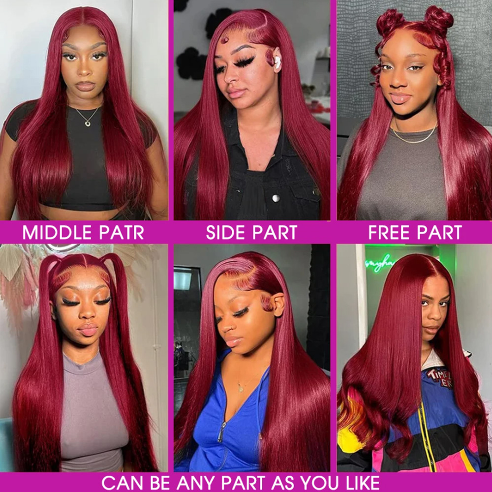 99J Burgundy Silky Straight Hu - огляд і ціна Lace Front Wigs