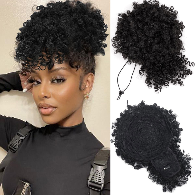 Afro Puff Kinky Curly Hair Upd - огляд і ціна Drawstring Afro Curly Puff Ponytail