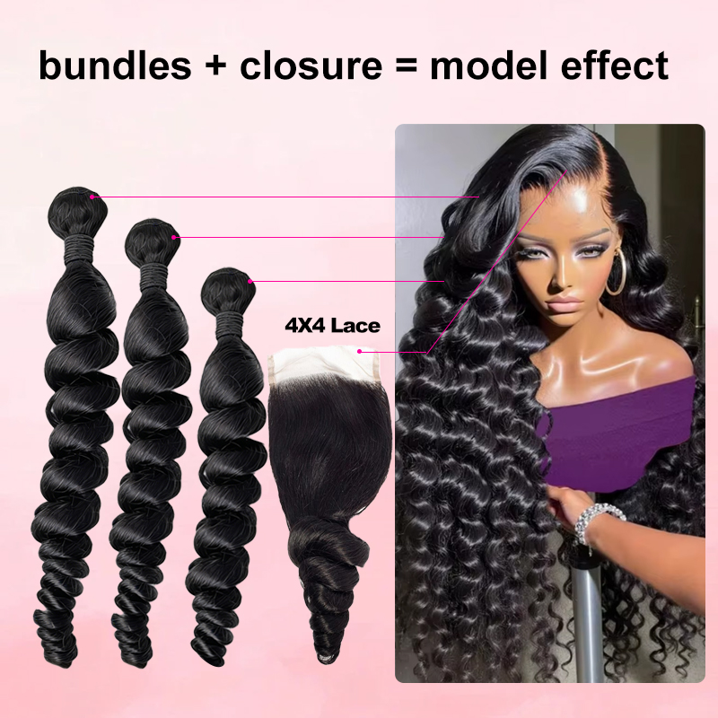 30 40 Inch Loose Wave Bundles  - огляд і ціна Deep Wave 3 Bundles With Closure