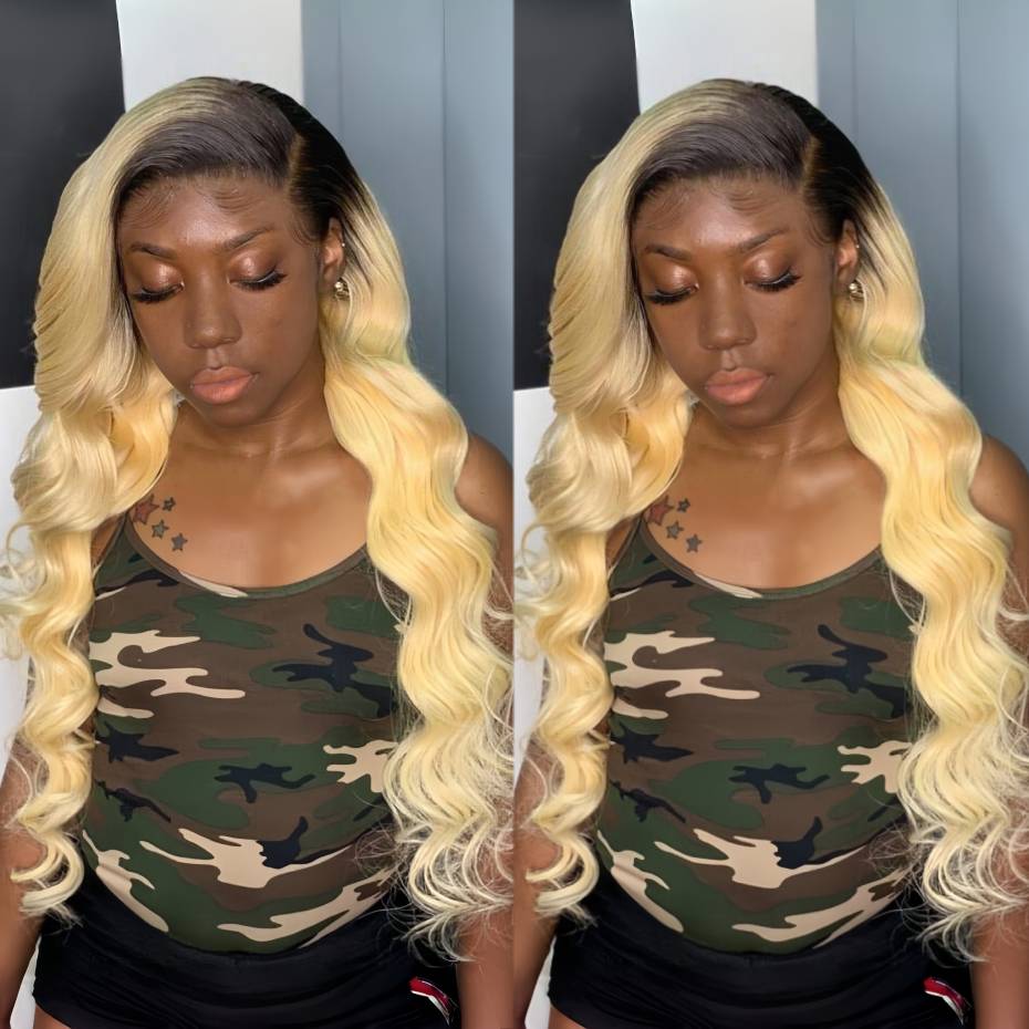 1B 613 Blonde Ombre Human Hair - огляд і ціна 613 Blonde Body Wave Lace Front Wig