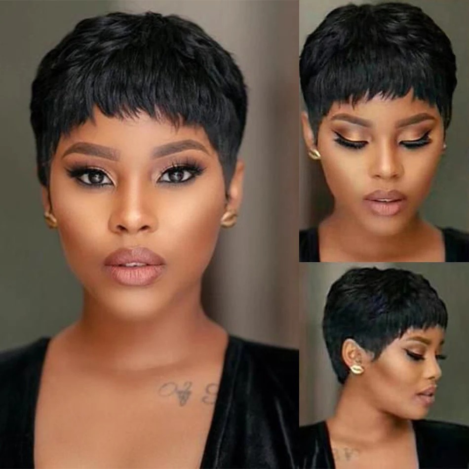 Short Straight Bob Wig Pixie C - огляд і ціна Short Pixie Cut Wig Human Hair Cheap