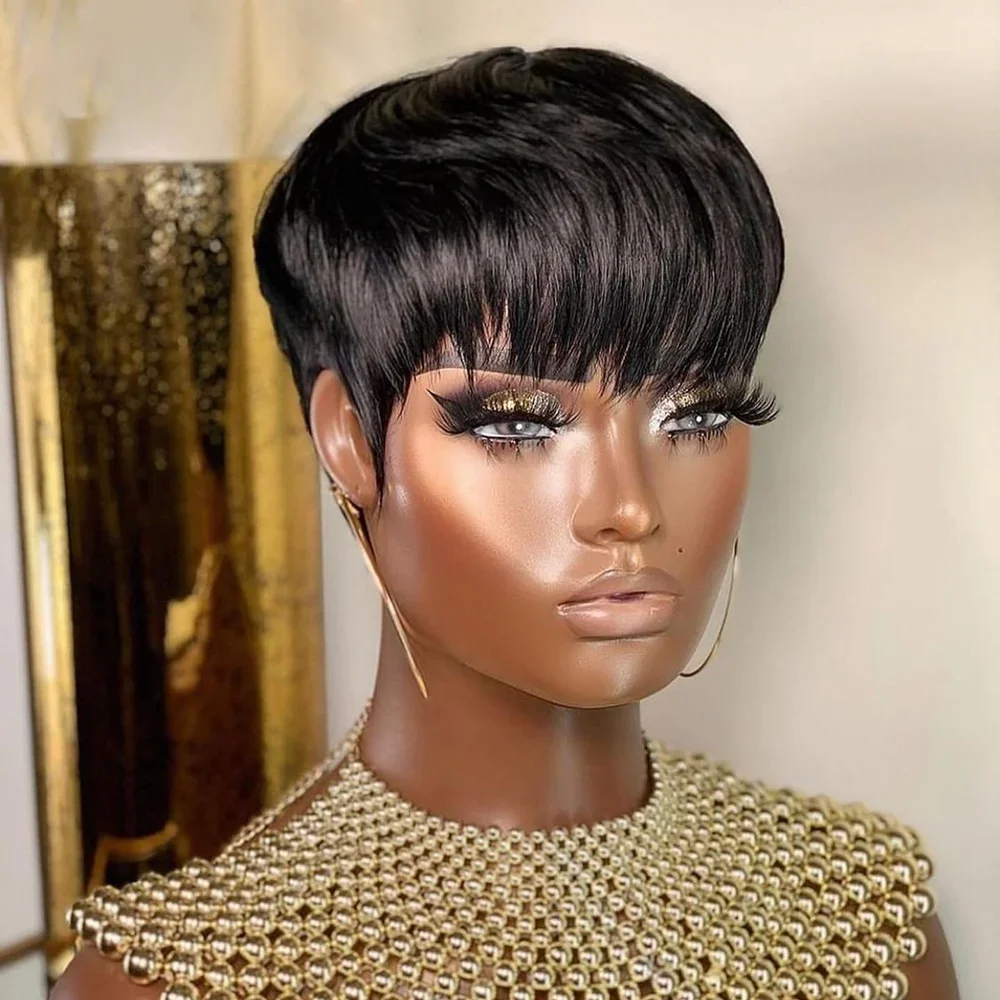 Short Straight Bob Wig Pixie C - огляд і ціна Short Pixie Cut Wig Human Hair Cheap