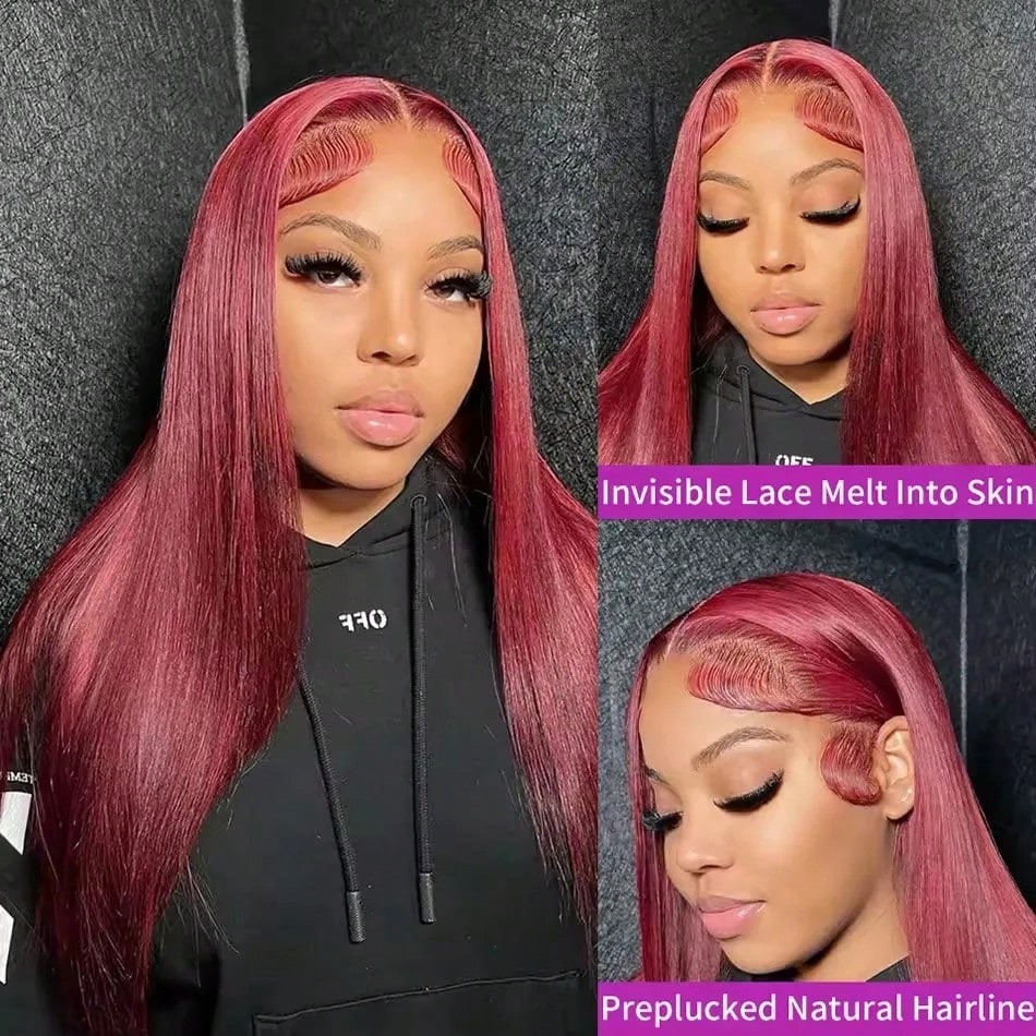 200 Density 99J Burgundy 13X6  - огляд і ціна Hd Lace Frontal Wig Human Hair Pre Plucked