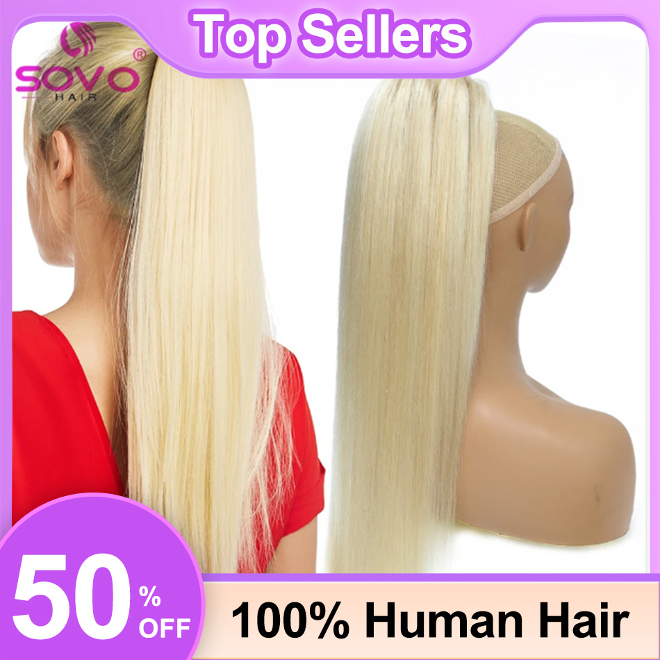 SOVO Drawstring Ponytail Human - огляд і ціна Seamless Clip In Hair Extensions Human Hair