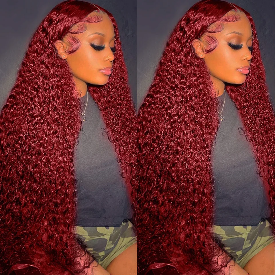 99J Burgundy Colored Deep Wave - огляд і ціна Lace Front Wigs
