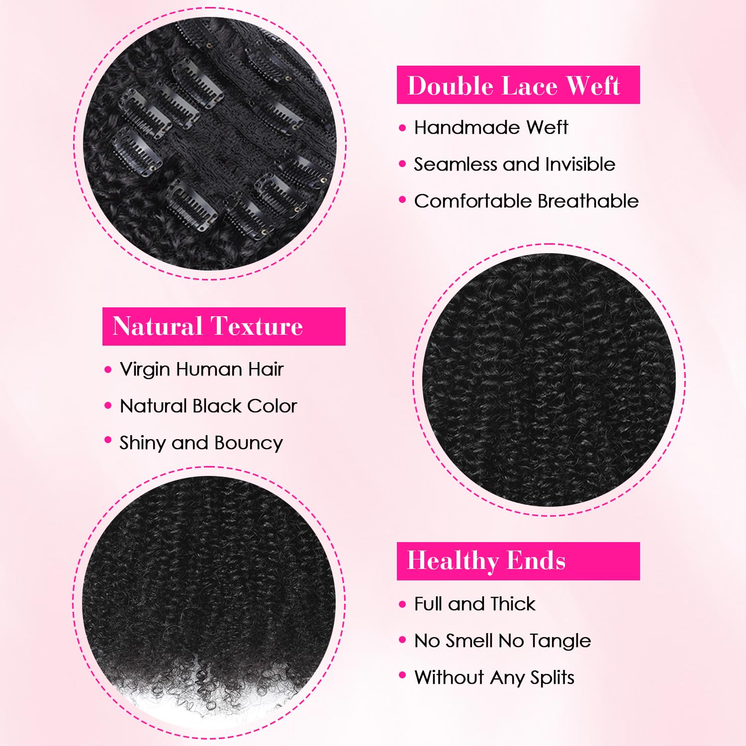 Afro Curly Clip-In Human Remy  - огляд і ціна Seamless Clip In Hair Extensions Human Hair
