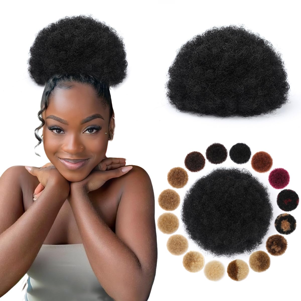 Afro Puff Synthetic Drawstring - огляд і ціна Drawstring Afro Curly Puff Ponytail