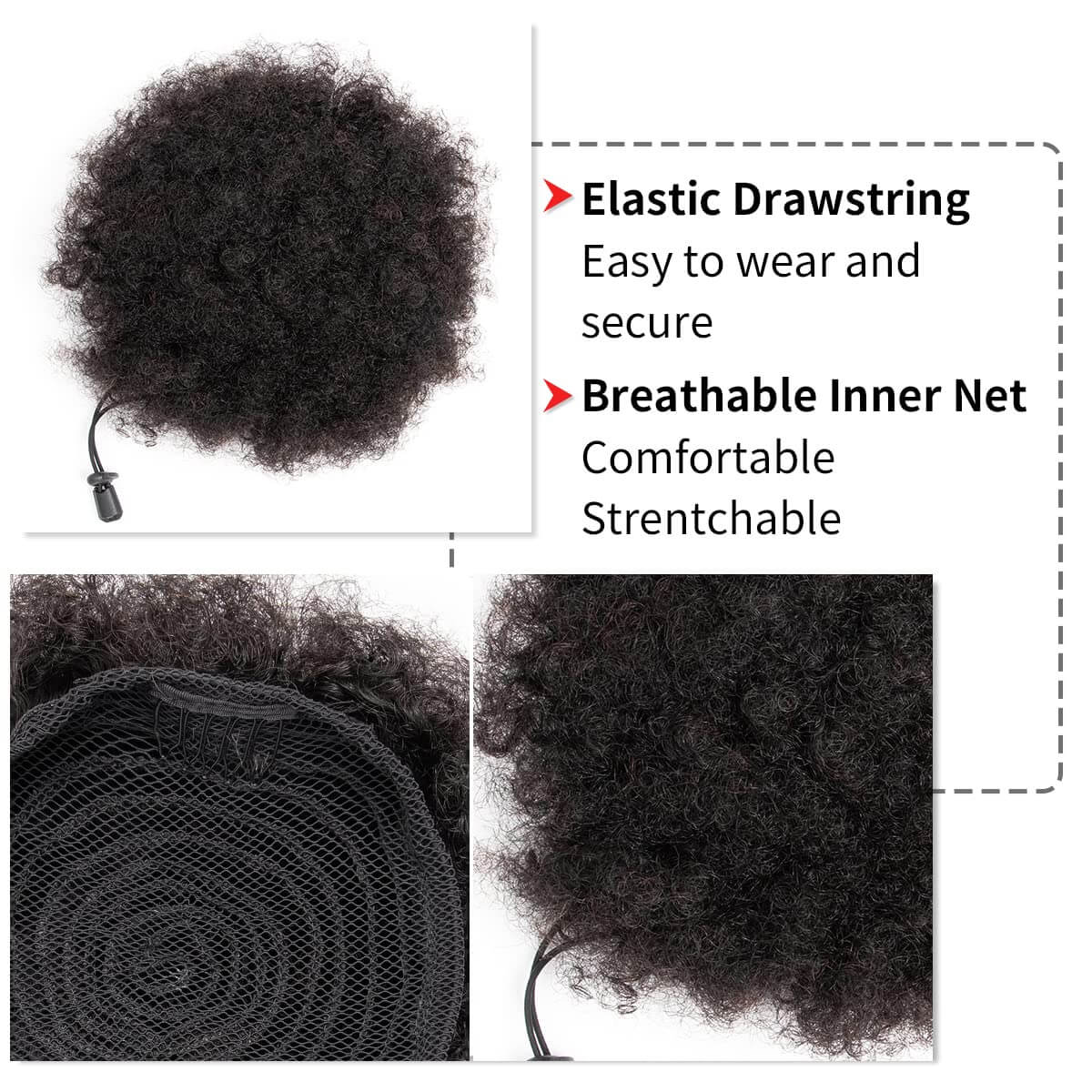 Afro Puff Synthetic Drawstring - огляд і ціна Drawstring Afro Curly Puff Ponytail