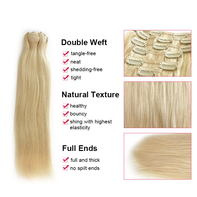 Ali Queen 7Pcs Clip in Hair Ex - огляд і ціна Seamless Clip In Hair Extensions Human Hair